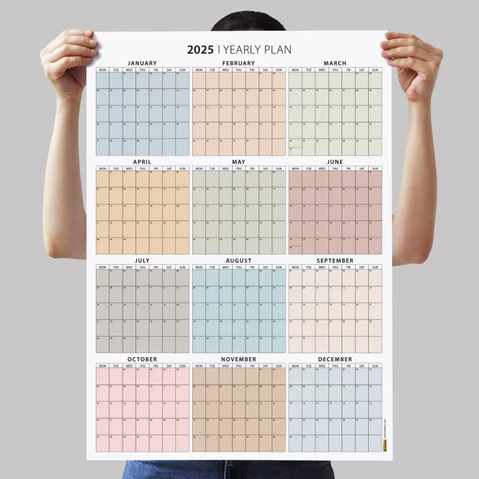 2026 Yıllık Planlayıcı Duvar Takvimi, Boho Renkler