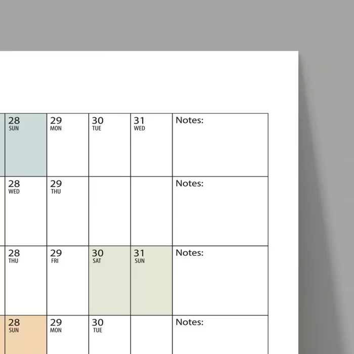 2026 Yıllık Planlayıcı Duvar Takvimi, Planlayıcı Takvim, Yatay Poster Planlayıcı Takvim