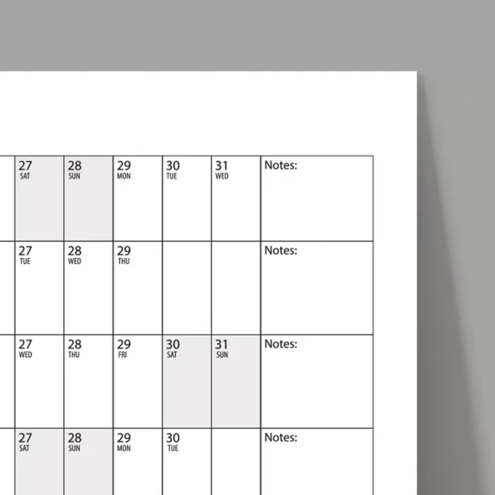 2026 Yıllık Planlayıcı Duvar Takvimi, Yatay Gri Renk Planlayıcı, 2026 Planlayıcı Takvim