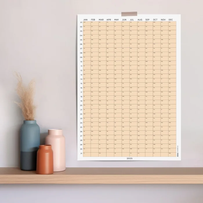 2026 Yıllık Takvim Planlayıcı, Planlayıcı Duvar Takvimi, Pastel Somon Turuncu Renk