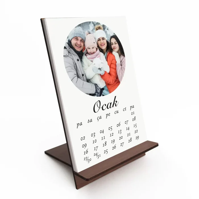 2027 Ahşap Takvim, Kişiye Özel Yuvarlak Fotoğraflı Takvim, Kişiye Özel 2027 Takvimi
