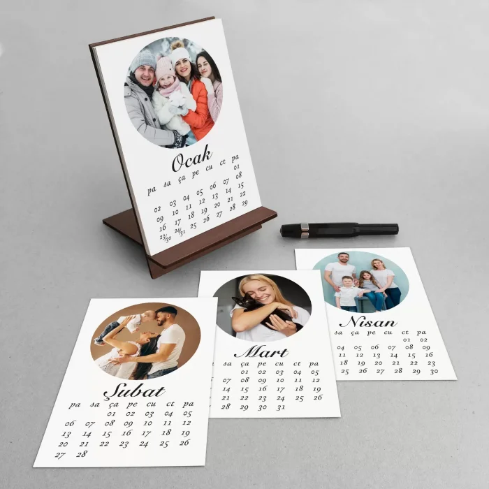 2027 Ahşap Takvim, Kişiye Özel Yuvarlak Fotoğraflı Takvim, Kişiye Özel 2027 Takvimi