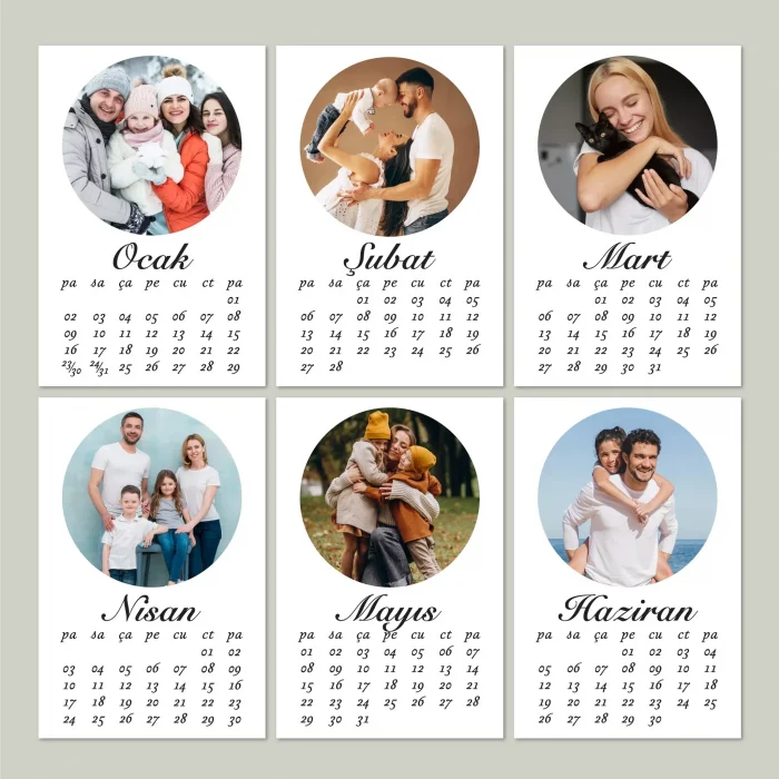 2027 Ahşap Takvim, Kişiye Özel Yuvarlak Fotoğraflı Takvim, Kişiye Özel 2027 Takvimi
