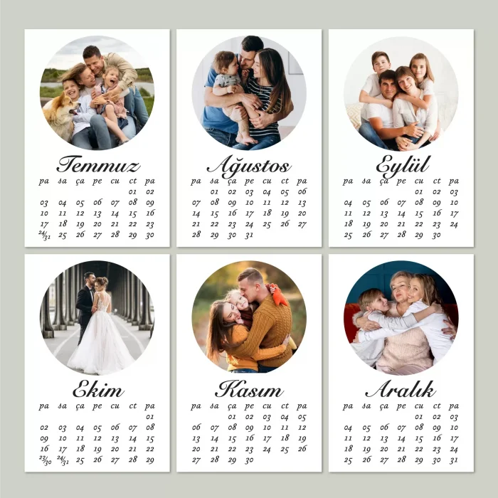 2027 Ahşap Takvim, Kişiye Özel Yuvarlak Fotoğraflı Takvim, Kişiye Özel 2027 Takvimi
