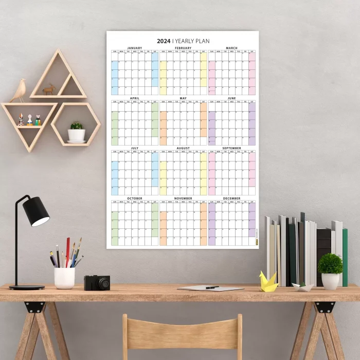 2027 Amerikan Standardı Takvim, Yıllık Planlayıcı Duvar Takvimi, Sunday Start Wall Planner