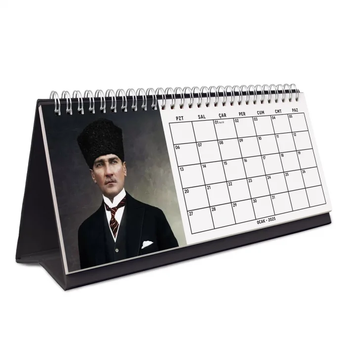 2027 Atatürk Fotoğraflı Takvim, Aylık Planlayıcı Takvim, Çift Taraflı Takvimi