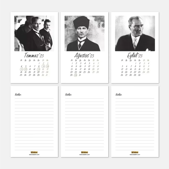 2027 Atatürk Takvimi, Atatürk Masa Takvimi, 2027 Takvim, 2027 Masa Takvimi