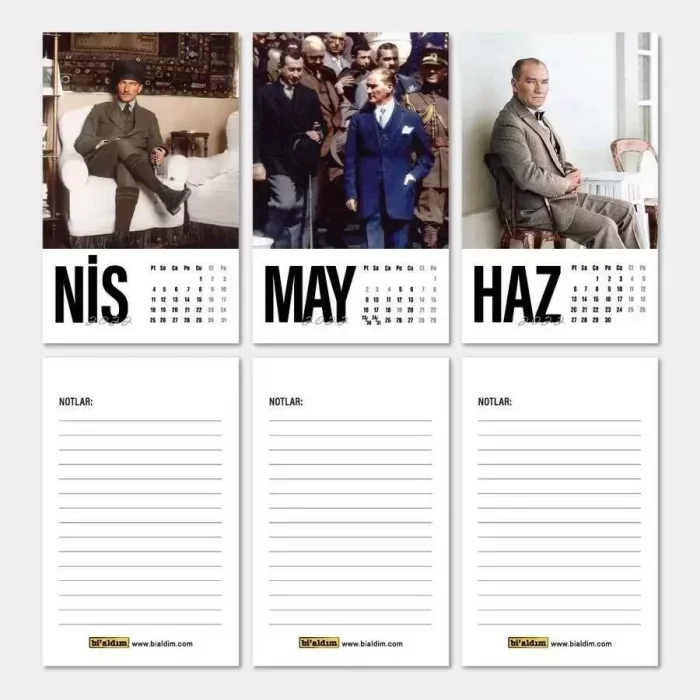 2027 Atatürk Takvimi Haftalık Planlayıcı Masa Takvimi Kırmızı