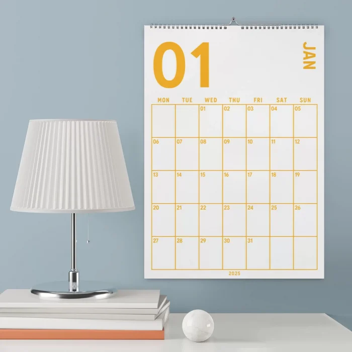 2027 Aylık Planlayıcı Duvar Takvimi, 33X48 cm & A4 Spiralli Takvim, Organizer Takvim, Gökkuşağı Renkleri