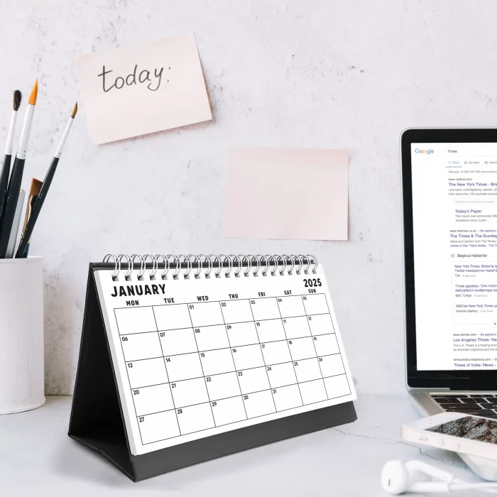 2027 Aylık Planlayıcı Masa Takvimi, 2027 Masa Takvimi, Notlu Takvim, 2027 Monthly Planner Desk Calendar