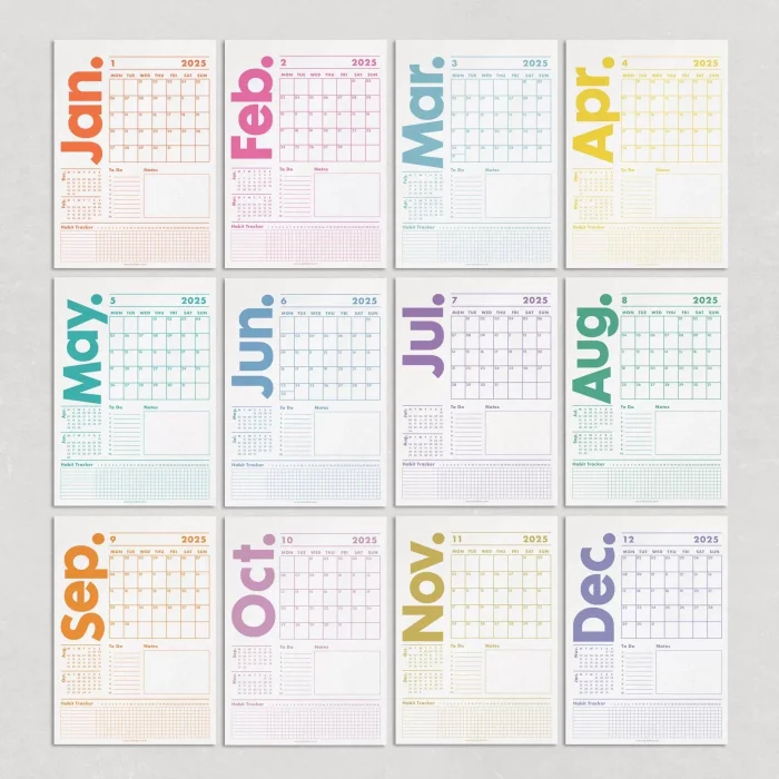 2027 Duvar Takvimi, 33X48 cm, A4, Spiralli Takvim, Önceki ve Sonraki Ay Takvim, Aylık Planlayıcı Takvim