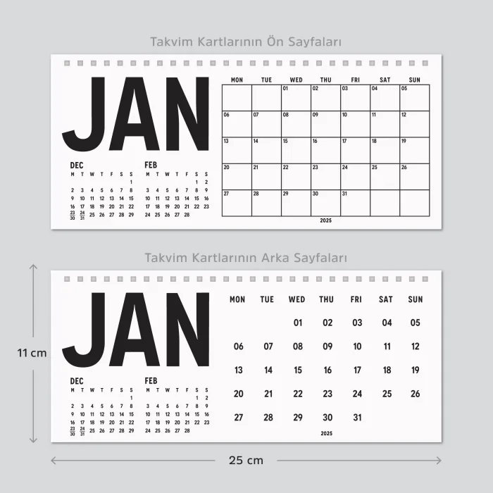 2027 Masa Takvimi, Önceki Ay Sonraki Ay Takvim, Aylık Planlayıcı Takvim, Üç Aylık Takvim, Çift Taraflı Büyük Boy Masa Takvimi, Desk Calendar