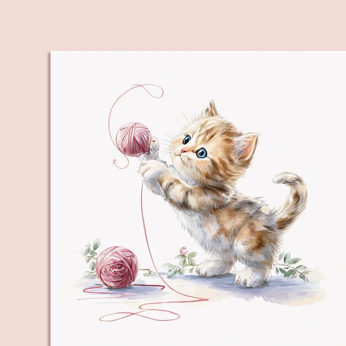 2027 Sevimli Yavru Kedili Masa Takvimi | Doğal Ahşap Tabanlı Takvim | Pastel Pembe Kedi illüstrasyonlu Takvim