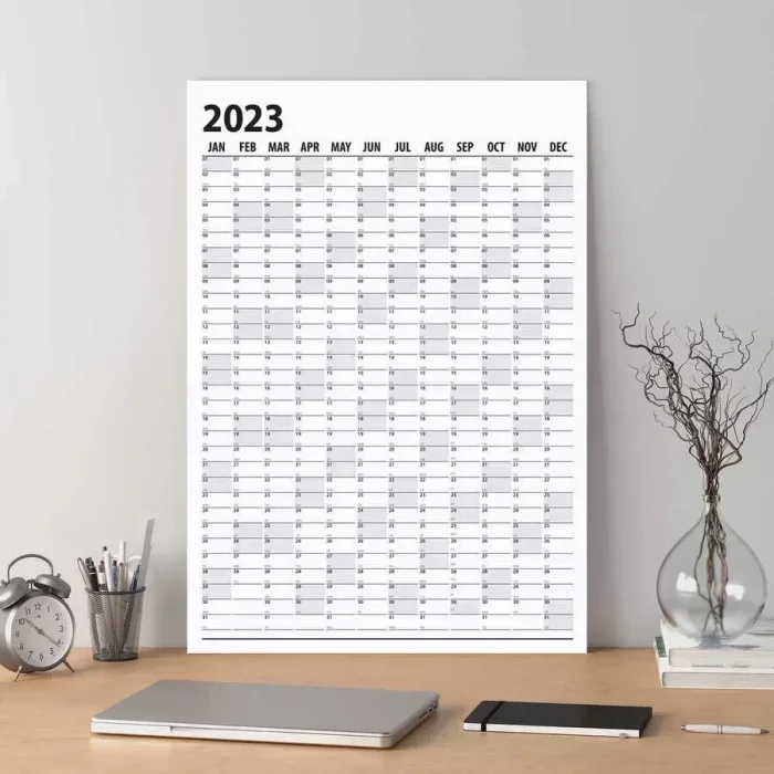 2027 Yıllık Planlayıcı Duvar Takvim Siyah Yearly Wall Planner