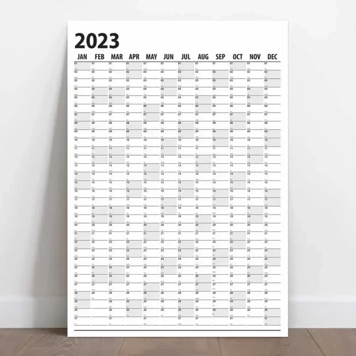 2027 Yıllık Planlayıcı Duvar Takvim Siyah Yearly Wall Planner