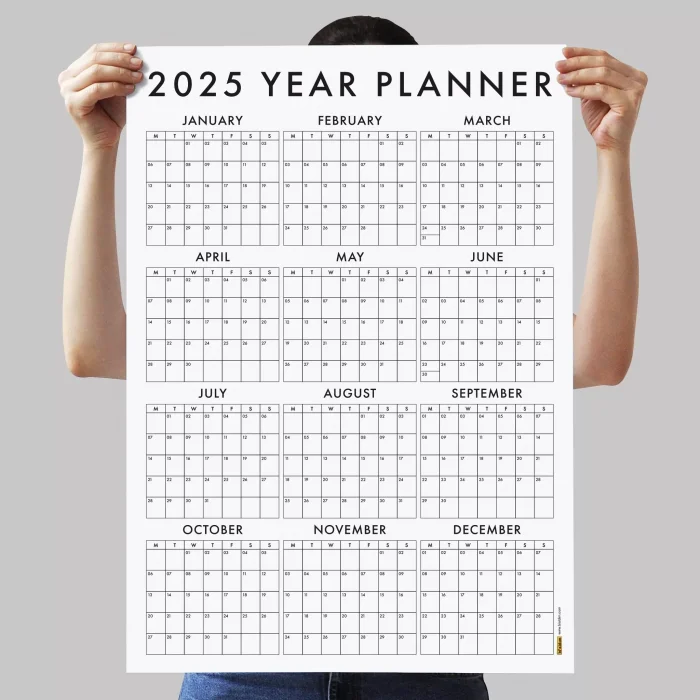 2027 Yıllık Planlayıcı Duvar Takvimi, 2027 Takvim