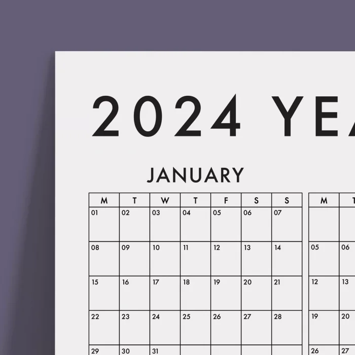 2027 Yıllık Planlayıcı Duvar Takvimi, 2027 Takvim