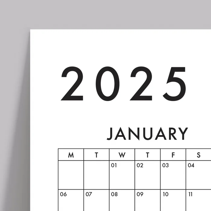 2027 Yıllık Planlayıcı Duvar Takvimi, 2027 Takvim