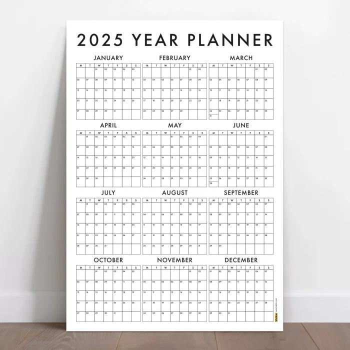2027 Yıllık Planlayıcı Duvar Takvimi, 2027 Takvim