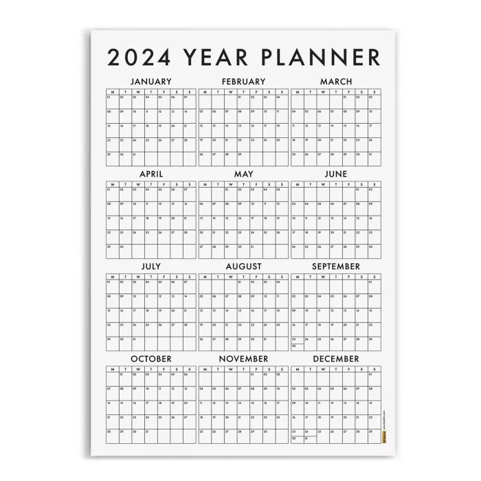 2027 Yıllık Planlayıcı Duvar Takvimi, 2027 Takvim