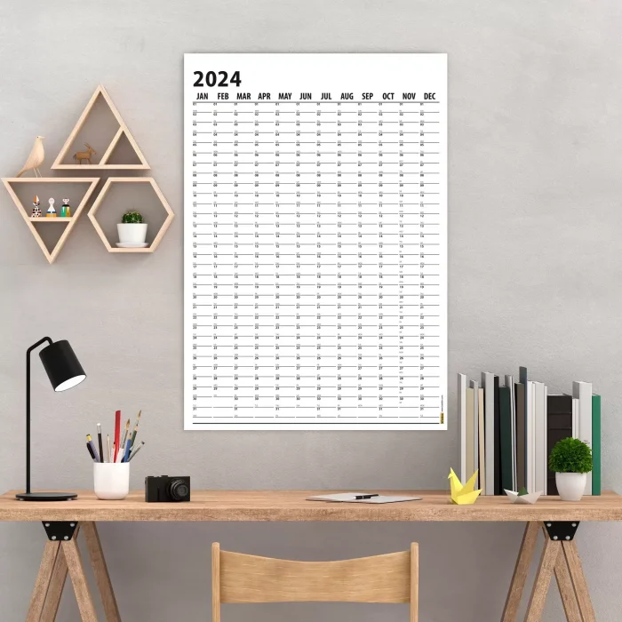 2027 Yıllık Planlayıcı Duvar Takvimi, 2027 Takvim, Büyük Duvar Takvimi, Siyah Beyaz Takvim