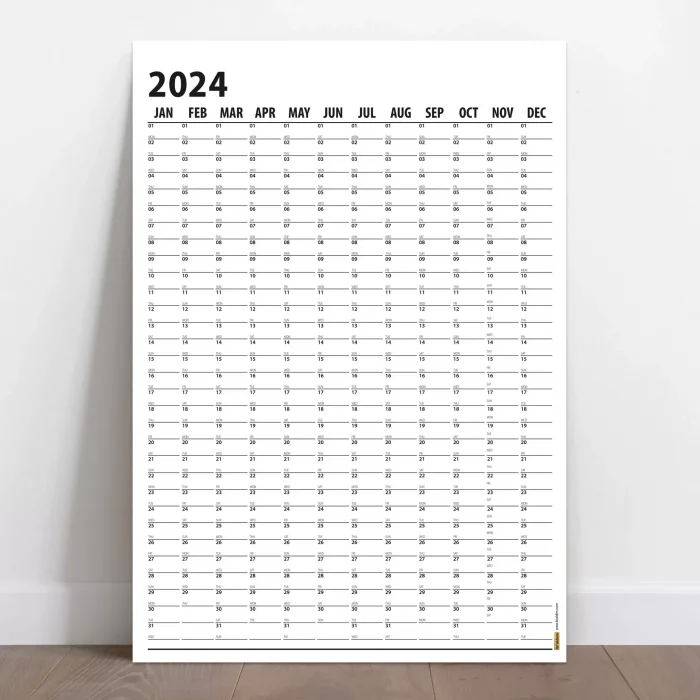 2027 Yıllık Planlayıcı Duvar Takvimi, 2027 Takvim, Büyük Duvar Takvimi, Siyah Beyaz Takvim