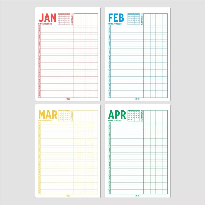 2027 Yıllık Planlayıcı Duvar Takvimi, A4, 33x48 cm, Alışkanlık Takipçisi, 2027 Wall Planner, Monthly Habbit Tracker, To Do List