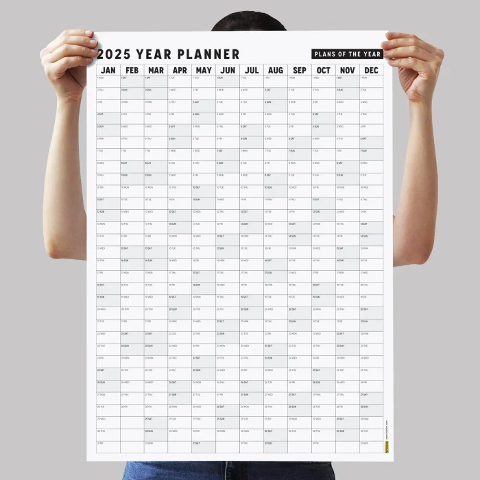 2027 Yıllık Planlayıcı Duvar Takvimi, Aylık Planlayıcı Aile Takvimi, Siyah Beyaz Takvim