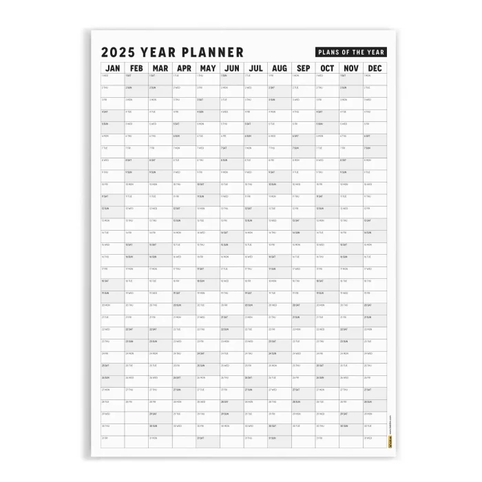 2027 Yıllık Planlayıcı Duvar Takvimi, Aylık Planlayıcı Aile Takvimi, Siyah Beyaz Takvim