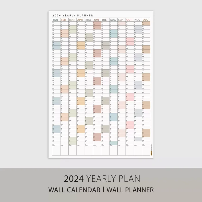 2027 Yıllık Planlayıcı Duvar Takvimi, Boho Renk Planlayıcı Takvim, 2027 Okul Takvimi