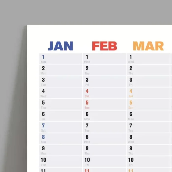 2027 Yıllık Planlayıcı Duvar Takvimi, Rengarenk Aylar