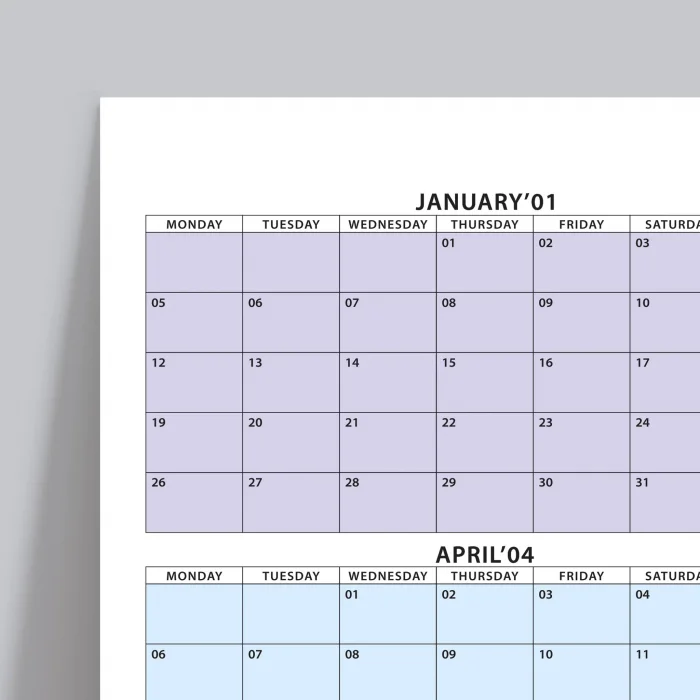 2027 Yıllık Planlayıcı Duvar Takvimi, Rengarenk Pastel Renkler