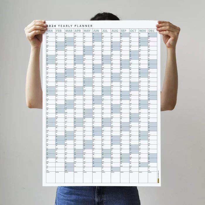 2027 Yıllık Planlayıcı Poster Takvim, Mavi Planlayıcı Takvim, Okul Takvimi, Duvar Takvimi