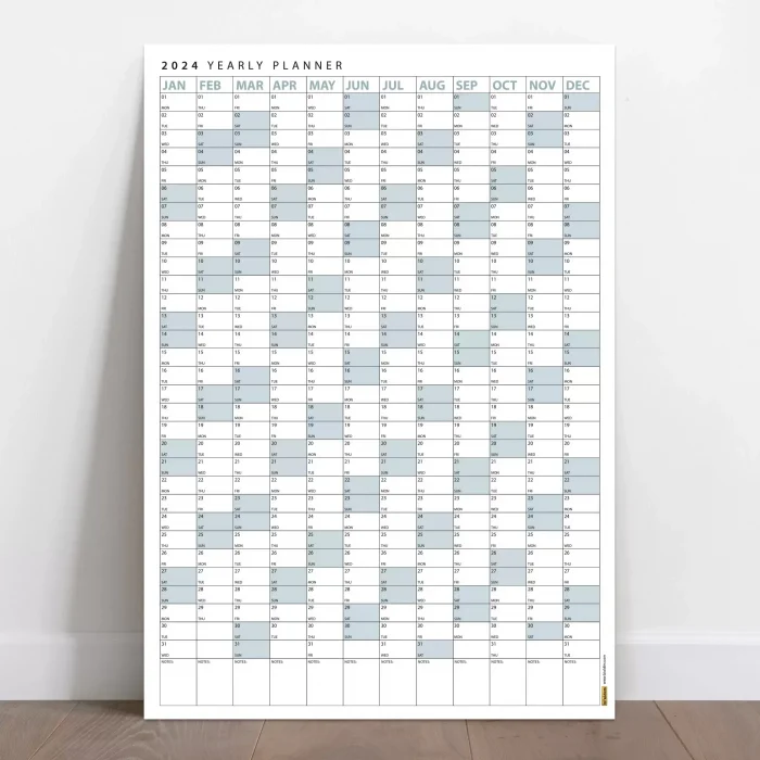 2027 Yıllık Planlayıcı Poster Takvim, Mavi Planlayıcı Takvim, Okul Takvimi, Duvar Takvimi
