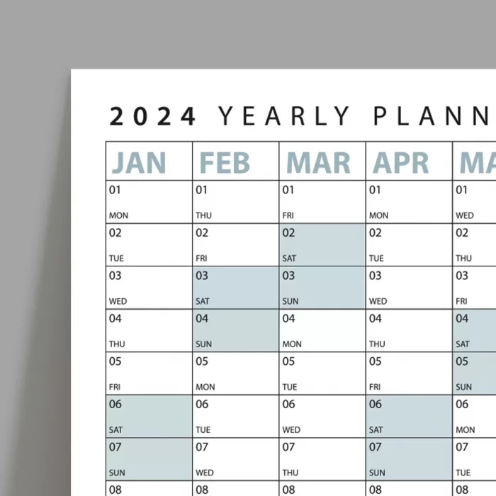 2027 Yıllık Planlayıcı Poster Takvim, Mavi Planlayıcı Takvim, Okul Takvimi, Duvar Takvimi
