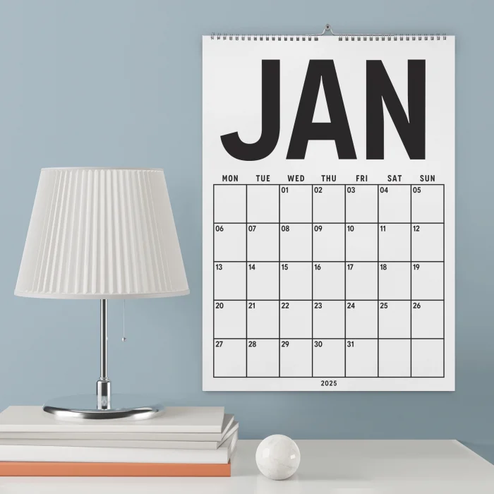 Aylık Planlayıcı 2025 Duvar Takvimi, A4 Takvim, 33X48 cm Spiralli Takvim