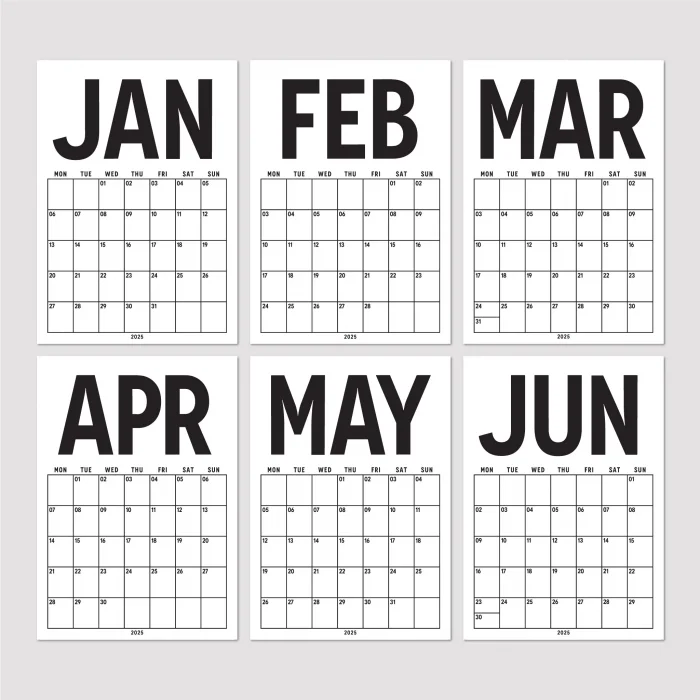 Aylık Planlayıcı 2025 Duvar Takvimi, A4 Takvim, 33X48 cm Spiralli Takvim