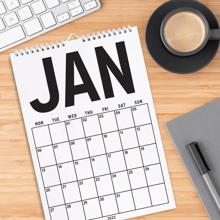 Aylık Planlayıcı 2025 Duvar Takvimi, A4 Takvim, 33X48 cm Spiralli Takvim