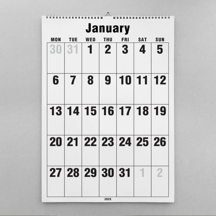 2025 Duvar Takvimi, 33X48 cm Spiralli Takvim, A4 Spiralli Takvim, Aylık Planlayıcı Takvim