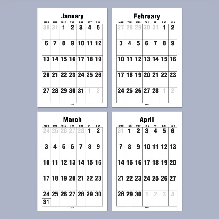 2025 Duvar Takvimi, 33X48 cm Spiralli Takvim, A4 Spiralli Takvim, Aylık Planlayıcı Takvim