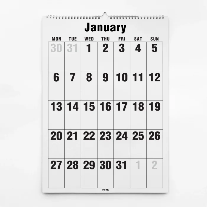 2025 Duvar Takvimi, 33X48 cm Spiralli Takvim, A4 Spiralli Takvim, Aylık Planlayıcı Takvim