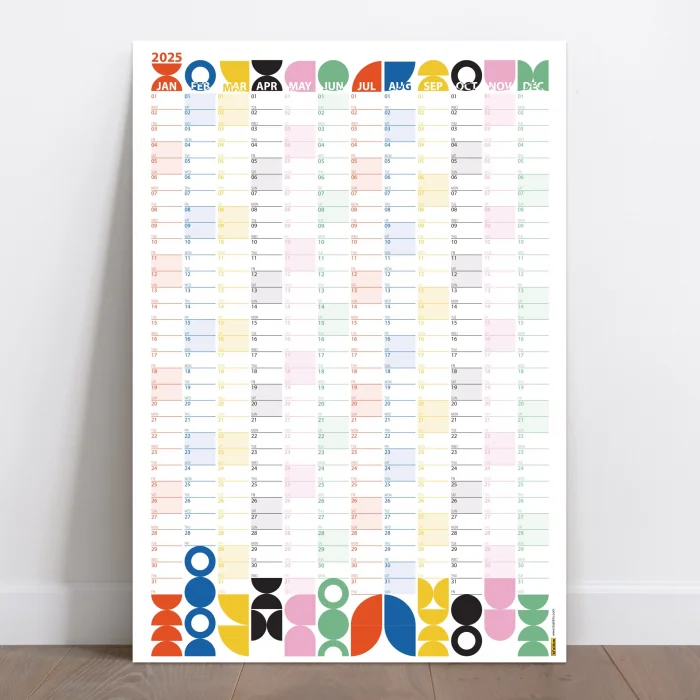 Bauhaus Art 2025 Duvar Takvimi, Yıllık Planlayıcı Takvim, Cesur Renkler