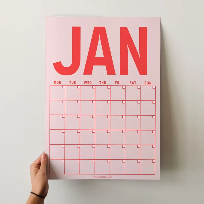 Sürekli Takvim, 12 Aylık Tarihsiz Takvim, Aylık Planlayıcı Takvim, A4, 33 x 48 cm, Undated Monthly Wall Planner, Wall Calendar