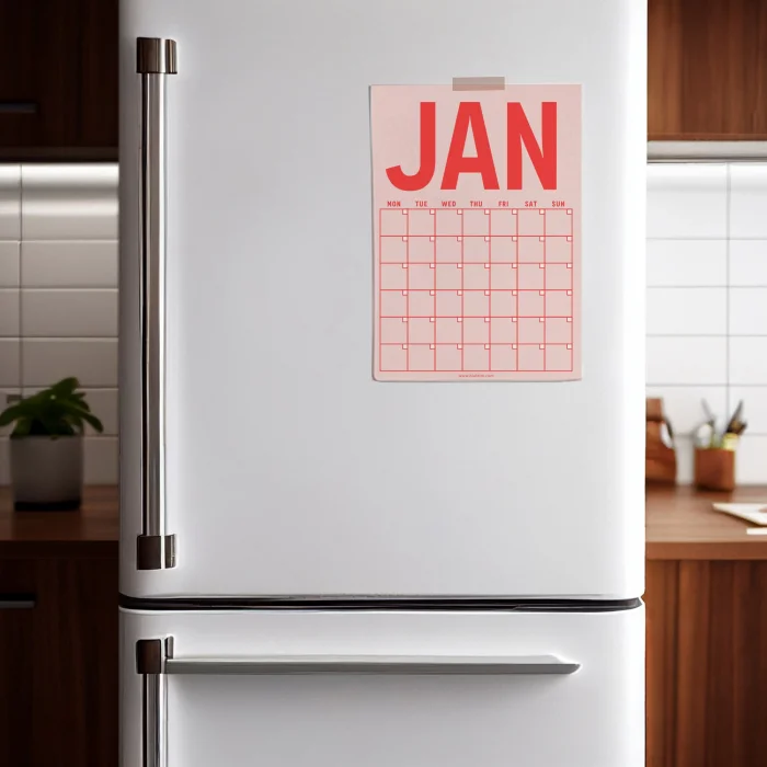 Sürekli Takvim, 12 Aylık Tarihsiz Takvim, Aylık Planlayıcı Takvim, A4, 33 x 48 cm, Undated Monthly Wall Planner, Wall Calendar