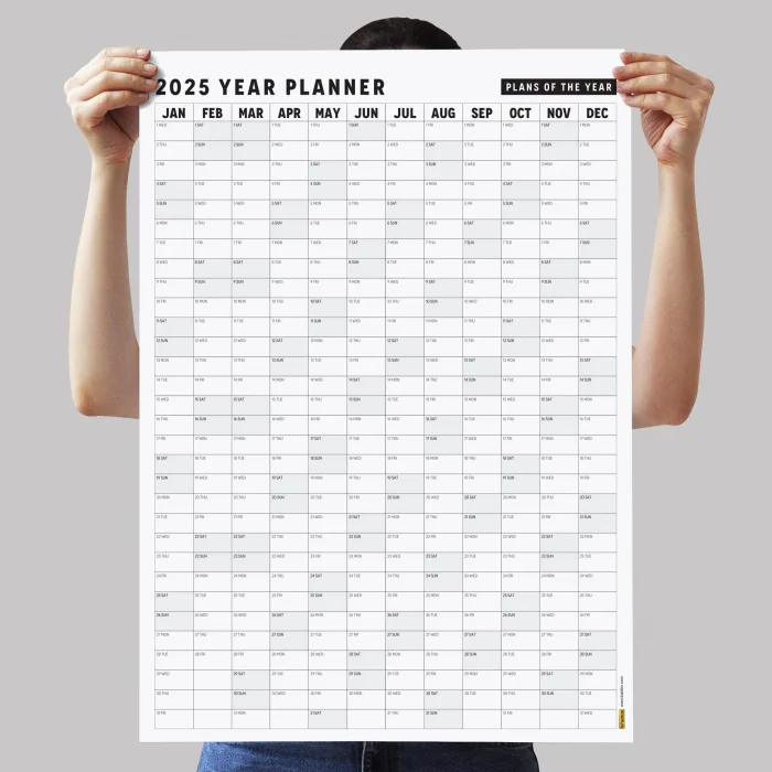 2025 Yıllık Planlayıcı Duvar Takvimi, Aylık Planlayıcı Aile Takvimi, Siyah Beyaz Takvim