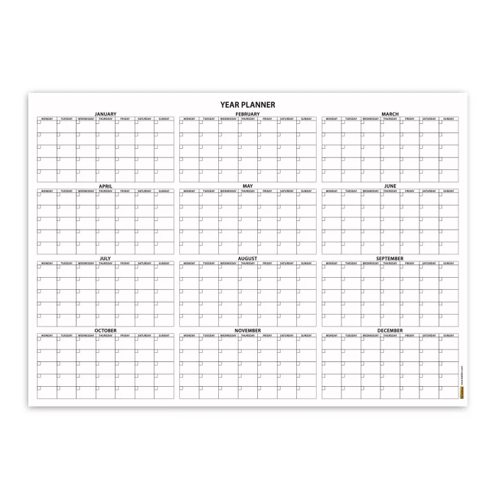 Zamansız Yıllık Planlayıcı Takvim, Sürekli Takvim, Tarihsiz Yıllık Planlayıcı Duvar Takvimi, Zamansız Takvim