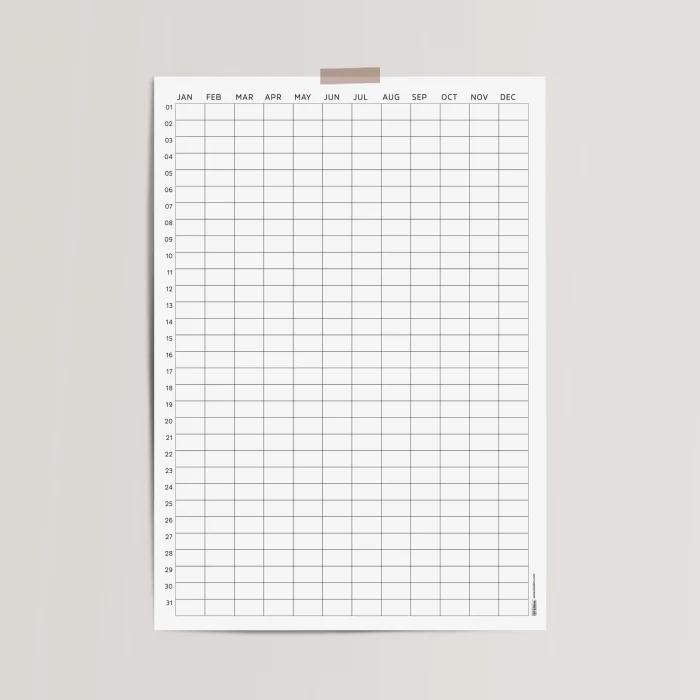 Zamansız Yıllık Planlayıcı Takvim, Sürekli Takvim, Tarihsiz Yıllık Planlayıcı Duvar Takvimi, Zamansız Takvim