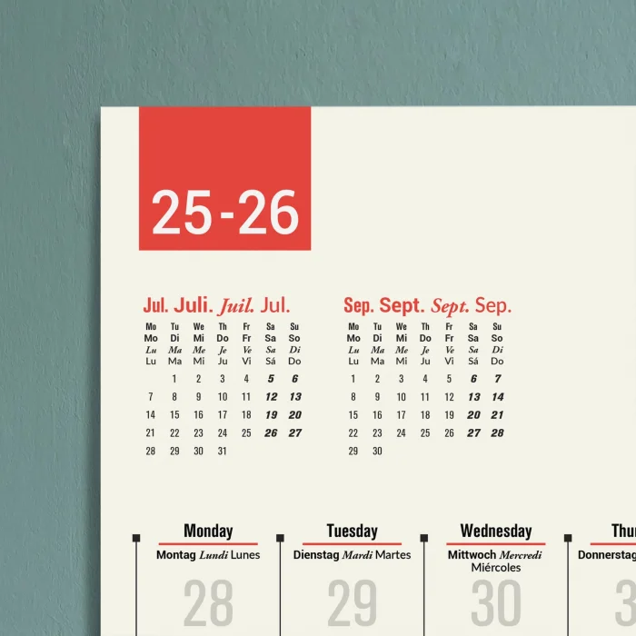 2025-2026 Çok Dilli Akademik Takvim, Ağustos Başlangıçlı Takvim, Yıl Ortası Takvimi, Planlayıcı Duvar Takvimi, İngilizce, Almanca, Fransızca, İspanyolca Takvim, Eğitici Takvim, Önceki ve Sonraki Ay Takvim, 33x65 cm