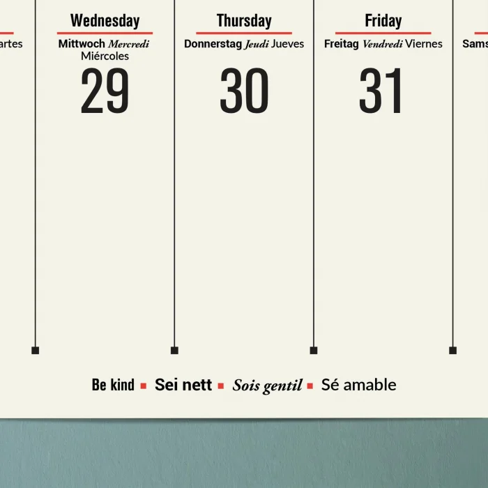 2025-2026 Çok Dilli Akademik Takvim, Ağustos Başlangıçlı Takvim, Yıl Ortası Takvimi, Planlayıcı Duvar Takvimi, İngilizce, Almanca, Fransızca, İspanyolca Takvim, Eğitici Takvim, Önceki ve Sonraki Ay Takvim, 33x65 cm