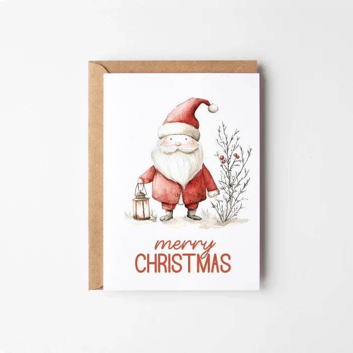 8’li Yılbaşı Noel Baba Kartpostal Seti, Mutlu Yıllar Kartı, Yeni Yıl Kartları